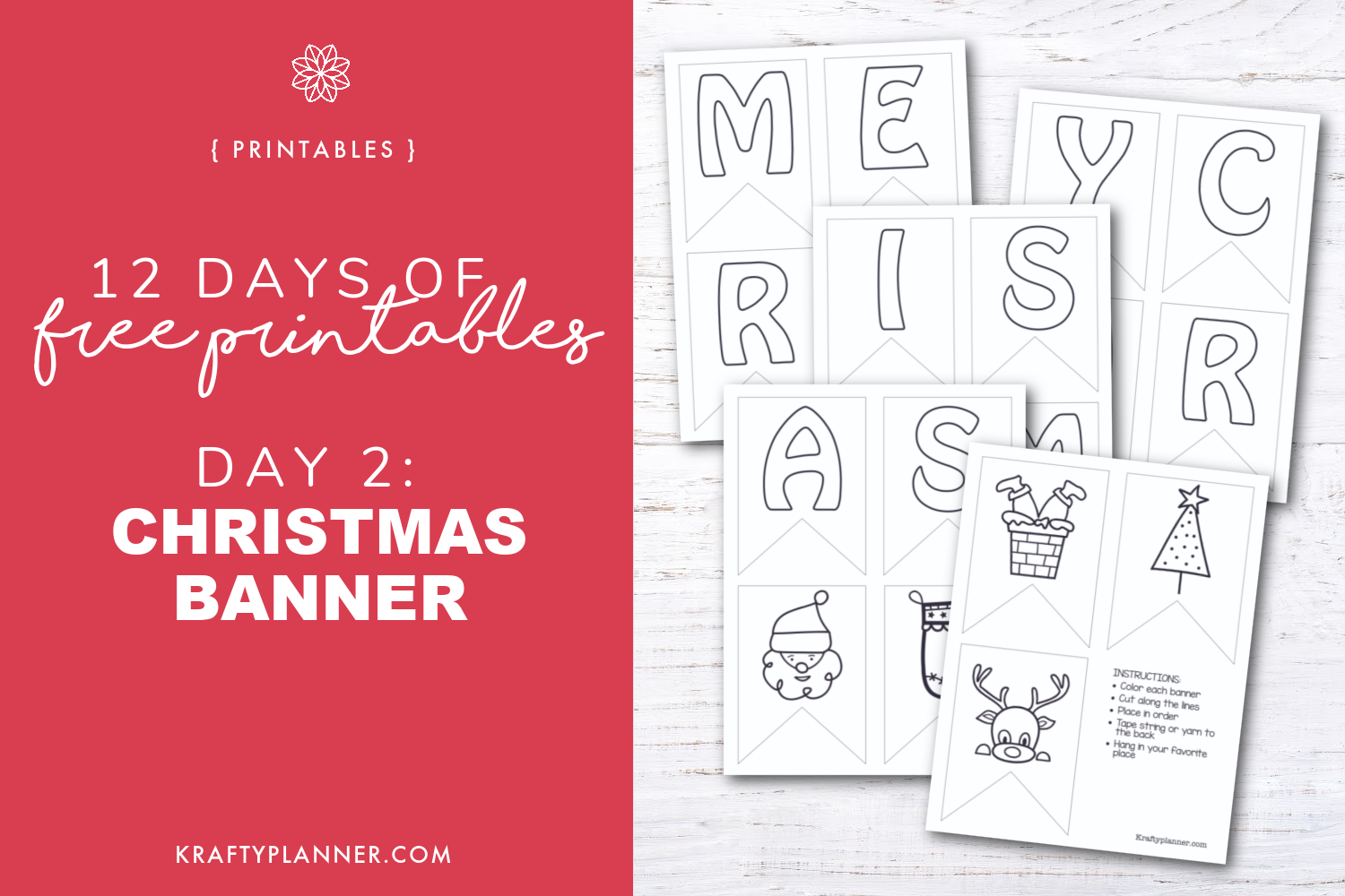 merry christmas banner {free printable} — krafty planner